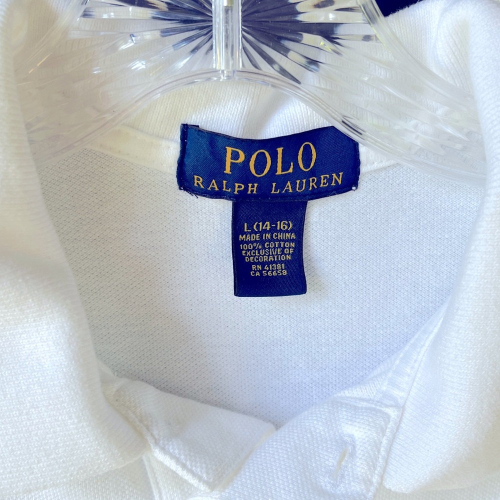 Ralph Lauren Boys White Polo Size 14/16 - Picture 3 of 5